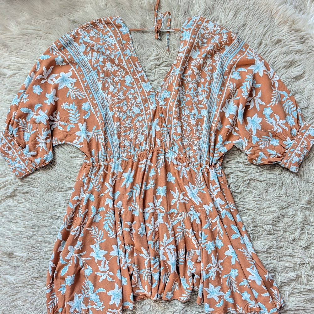 EUC Baltic Born Adria Mini Dress in Camel and Blue - Picture 14 of 16